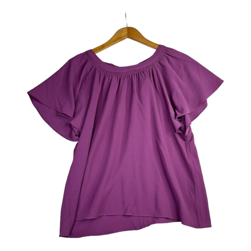 Cato Flutter Sleeve Purple Blouse Size Large